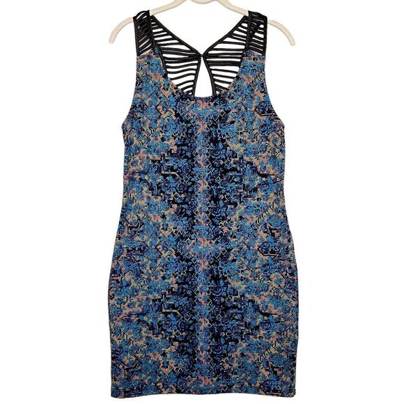 Free People Digital Damsel Floral Pixels Bodycon Strappy Dress in Neon Glow Sz M - Picture 9 of 13